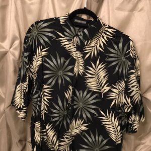 Van Heusen Hawaiian Tropical Shirt Black Large